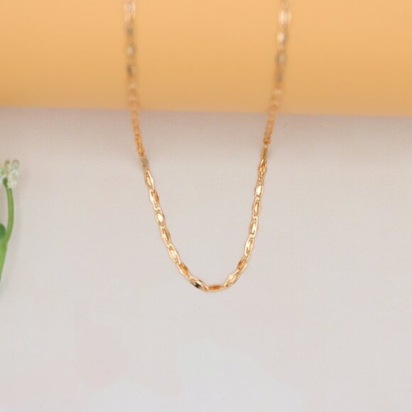 "Shiny Flat Link Rose Gold Necklace, Adjustable Chain, XPNL0188 - Picture 10 of 12